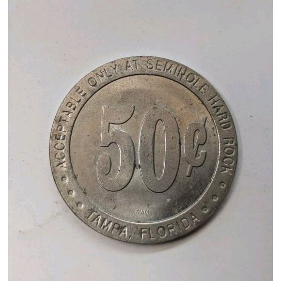 Seminole Hard Rock Hotel Casinos 50 Cents Token Lot of 2 Tampa Florida - Picture 2 of 5